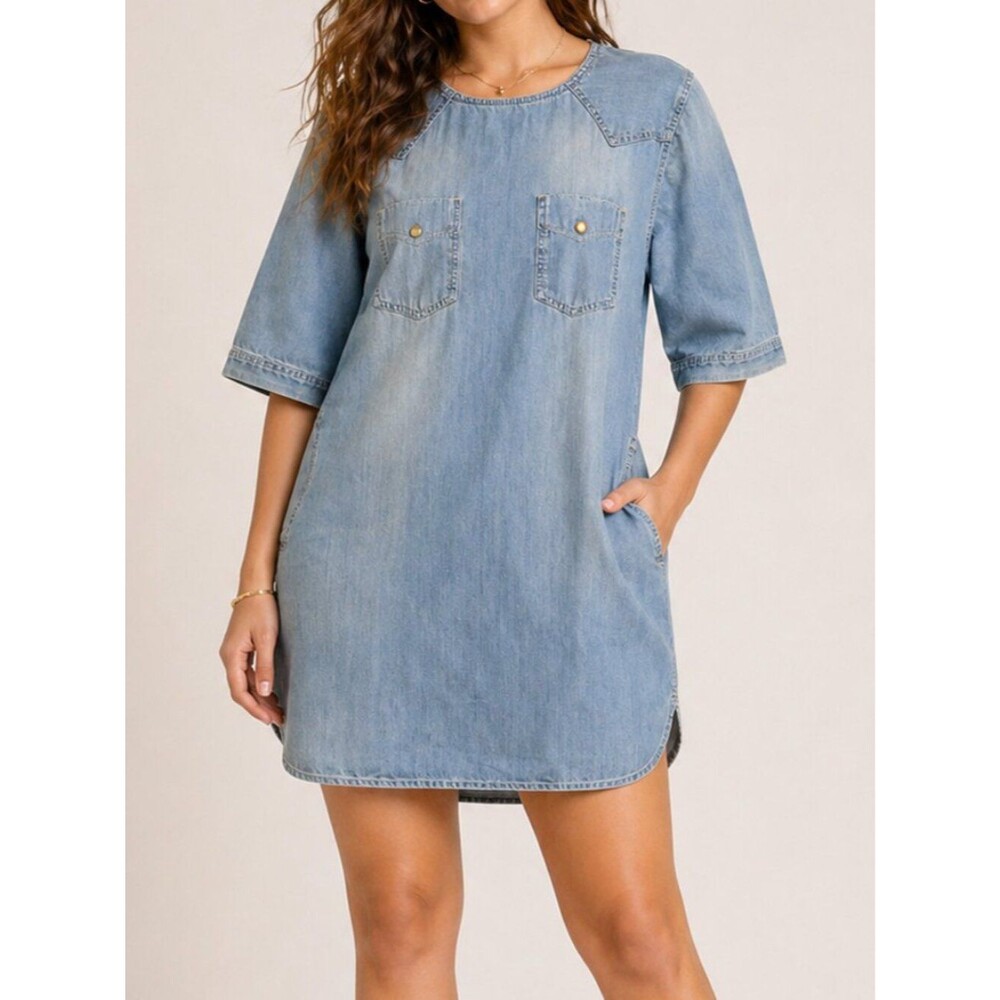A Play With A Happy Ending Chambray Western Mini Dress